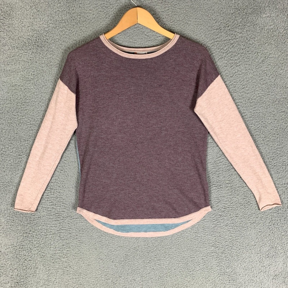 SmartWool Shadow Pine Sweater‎ Womens Small Sparrow Heather Colorblock Merino